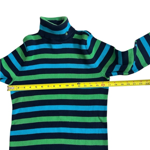 Lauren Ralph Lauren Striped Cowl Sweater - Black, Blue, and Green - Picture 6 of 7